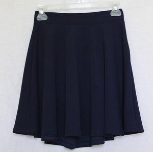 Navy Blue Textured Skater Skirt
